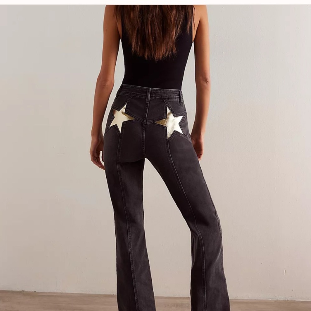 Free People - We The Free Firecracker Flare Jeans - Black & Gold 2